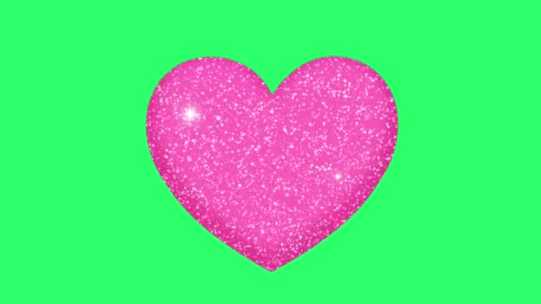 Animatie Roze Harten Vorm Zweven Voor Valentijnsdag Groene Achtergrond — Stockvideo