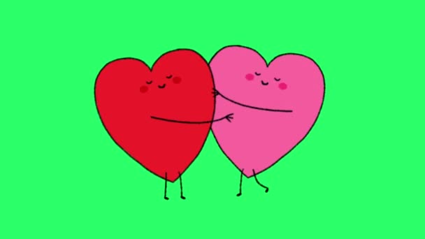 Animation Forme Coeur Rose Flottant Pour Saint Valentin Sur Fond — Video