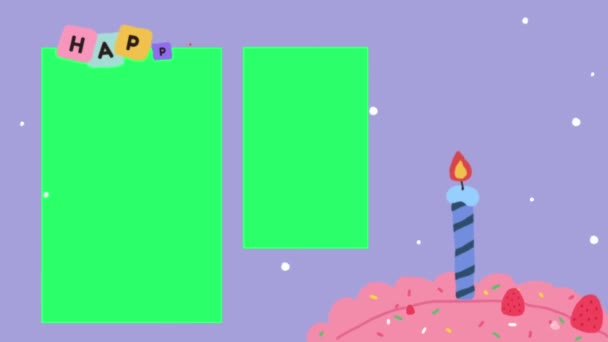 Animáció Színes Keret Zöld Hely Szöveg Happy Birth Day — Stock videók