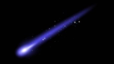 Siyah arkaplanda gerçekçi mavi meteor yağmuru.
