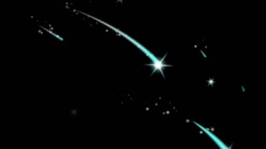 Siyah arkaplanda gerçekçi mavi meteor yağmuru.