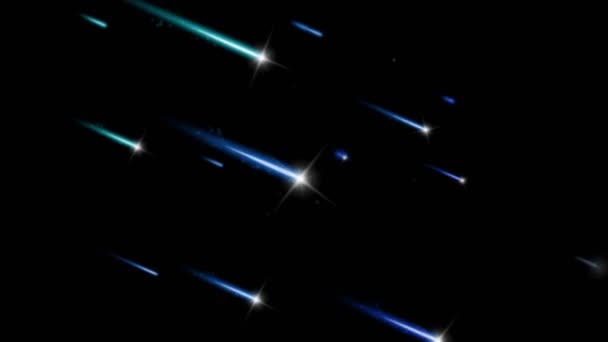 Realistic Blue Meteor Shower Black Background — Stock Video