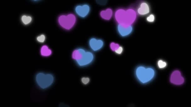 Animação Corações Coloridos Forma Flutuante Para Dia Dos Namorados Fundo — Vídeo de Stock