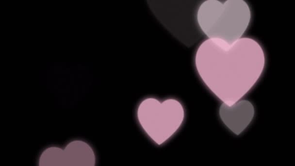 Animación Corazones Coloridos Forma Flotando Para Día San Valentín Sobre — Vídeo de stock