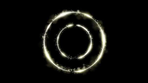 黒い背景の白い光の形の円 — ストック動画
