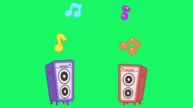 Yeşil arkaplanda animasyon müzik sembolü.