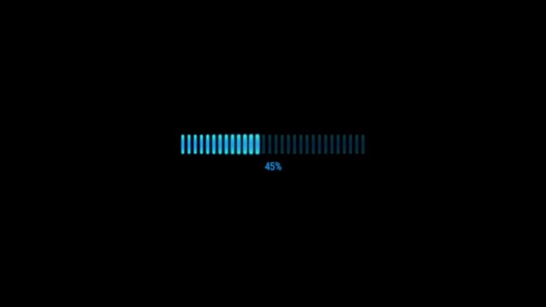 Animación Barra Carga Azul Sobre Fondo Negro — Vídeos de Stock