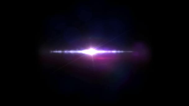 現実的な紫色の光レンズは黒の背景にフレア — ストック動画