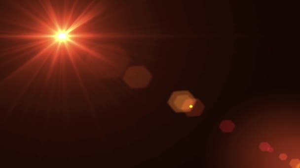 Realistic Red Light Lens Flare Black Background — Stock Video