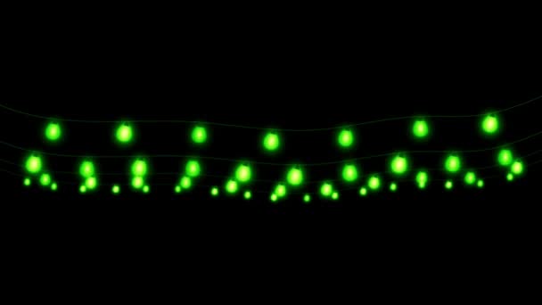Siyah Arkaplanda Canlandırma Yeşil Işık Çelengi — Stok video