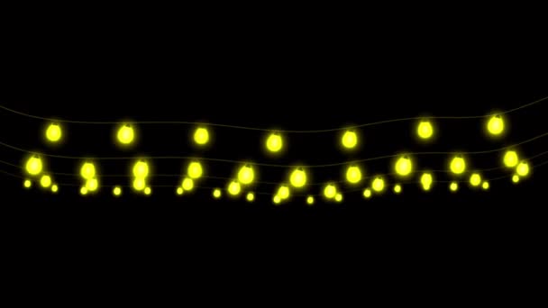 Animatie Geel Licht Slinger Zwarte Achtergrond — Stockvideo