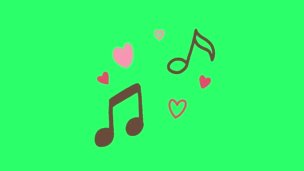 Animation Pink Hearts Shape Valentine Day Green Background — Stock Video