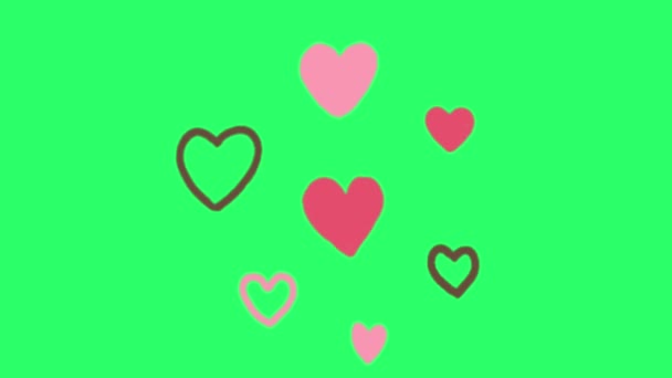 Κινούμενα Σχέδια Ροζ Καρδιές Σχήμα Για Την Ημέρα Του Αγίου — Αρχείο Βίντεο