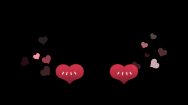 Animation Red Light Hearts Shape Valentine Day Green Background — Vídeo de stock