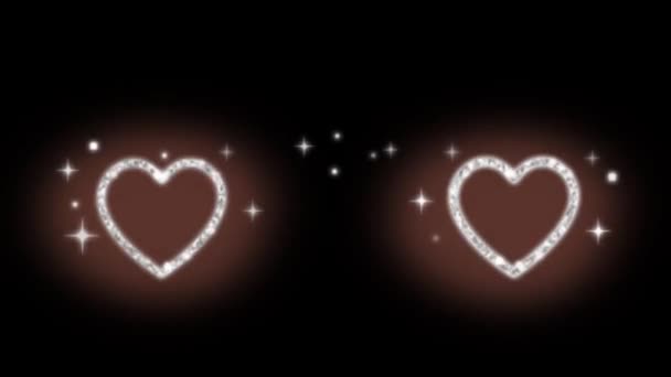 Animation White Light Hearts Shape Valentine Day Green Background — Vídeos de Stock