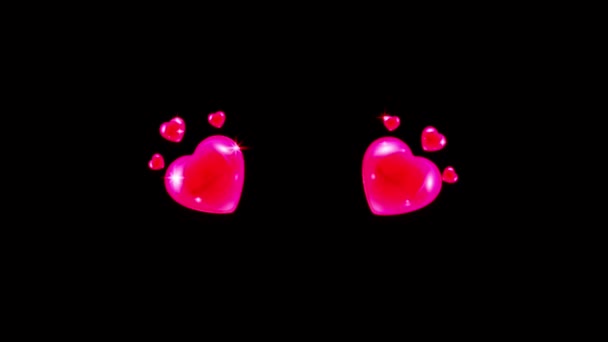 緑の背景にバレンタインデーのためのアニメーション赤い光の心の形 — ストック動画