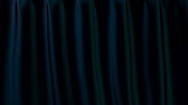 Realistic blue curtain opens from the top to bottom.