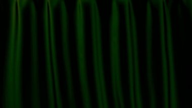 Realistic green curtain opens from the top to bottom.