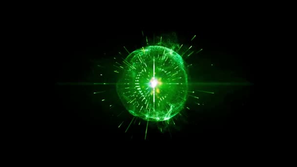 Animation Green Light Ball Black Background — Stok video