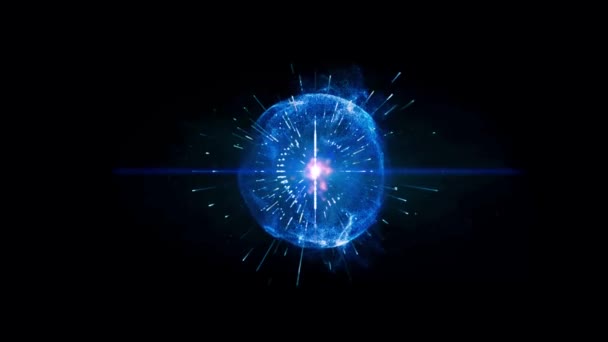 Animation Blue Light Ball Black Background — ストック動画