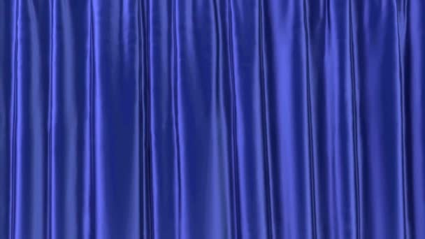 Realistic Blue Curtain Open Bottom — Wideo stockowe