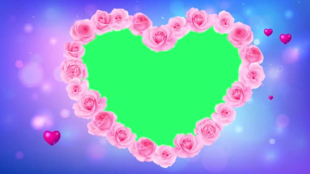 Animation Rose Forme Coeur Cadre Rose Avec Espace Vert — Video