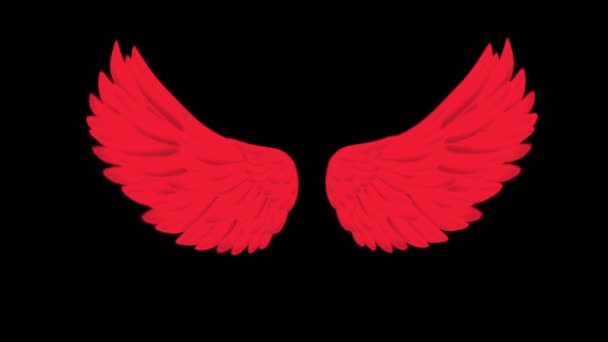 黒を背景に赤い翼をアニメーション — ストック動画