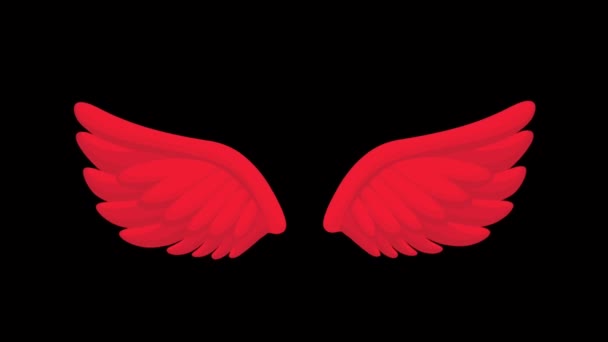 Animation Red Wings Black Background — Stock Video