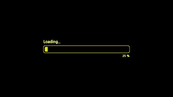 Animation Yellow Loading Bar Black Background — Stock Video