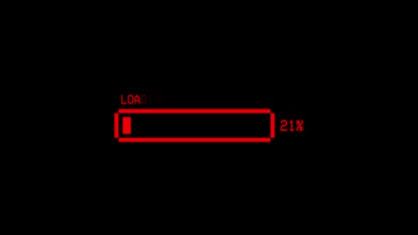Animation Red Loading Bar Black Background — Stock Video