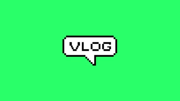 Animation Weißer Text Vlog Auf Grünem Hintergrund — Stockvideo