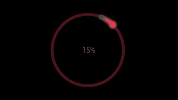 Animation Röd Lastning Cirkel Svart Bakgrund — Stockvideo