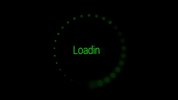 Animation Green Loading Circle Black Background — Stock Video