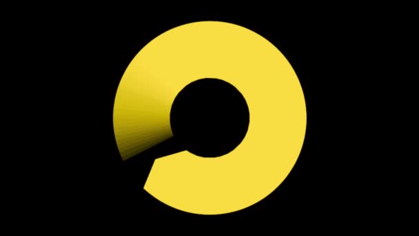 Animatie Gele Belastingcirkel Zwarte Achtergrond — Stockvideo