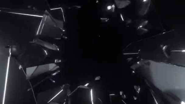 Реалістично Скло Розбивається Чорному Тлі — стокове відео