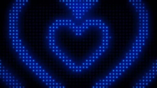 Ρεαλιστικό Μπλε Φως Σχήμα Καρδιάς Μαύρο Φόντο — Αρχείο Βίντεο