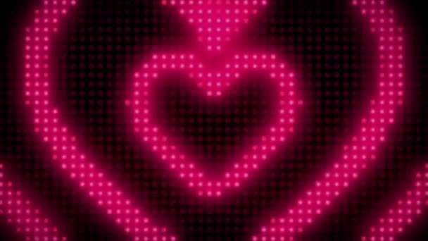 Realistic Pink Light Heart Shape Black Background — Stock Video