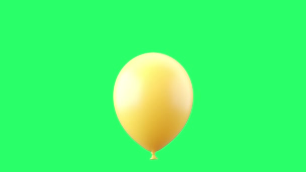 Balon Kuning Realistis Mengambang Melalui Latar Belakang Hijau — Stok Video