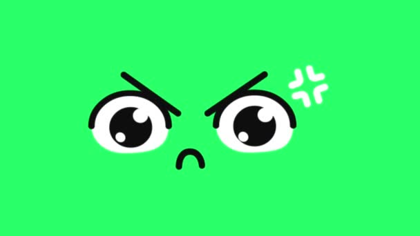 Animation Πρόσωπο Σήμα Θυμωμένος Πράσινο Φόντο — Αρχείο Βίντεο