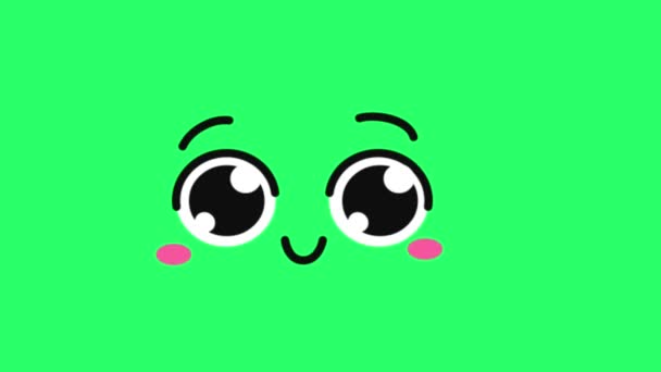 Animace Emocionální Oči Ukazují Sentimentální Náladu Zeleném Pozadí — Stock video