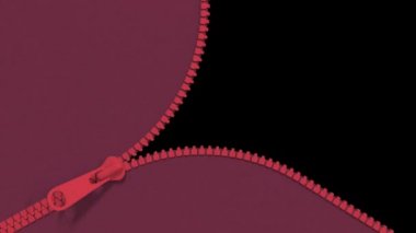 Gerçekçi yakın ve açık kırmızı zip yalıtımı.