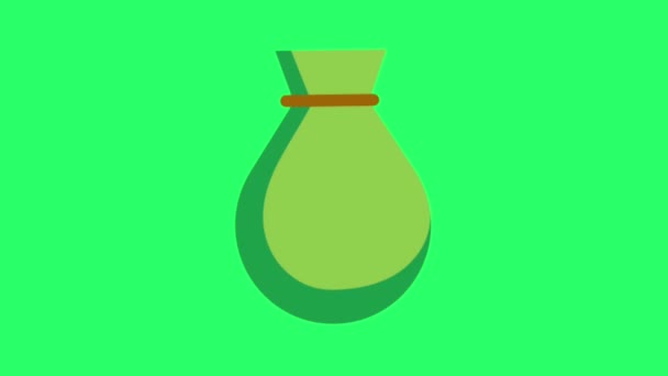 Animation Green Money Bag Stock Signals Ongreen Background — Stock Video