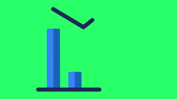 Animation Blue Bar Chart Sinais Estoque Isolar — Vídeo de Stock