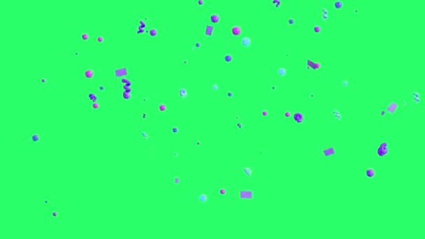Animace Vícebarevné Stuhy Padající Zelené Pozadí — Stock video