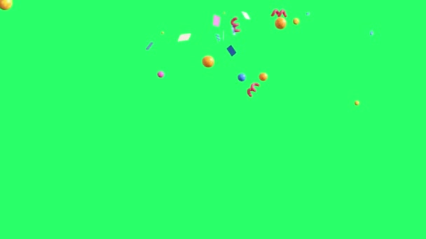 緑の背景に落ちるアニメーション多色のリボン — ストック動画