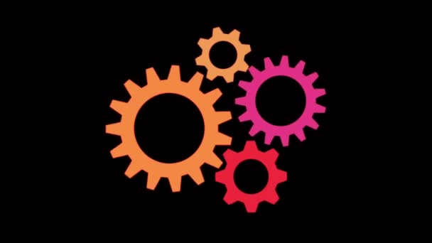 Animation Rotation Colorful Gear Teeth Isolate — Stock Video