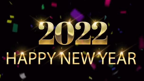 Felice Anno Nuovo 2022 Disegno Della Carta Con Nastri Colorati — Video Stock