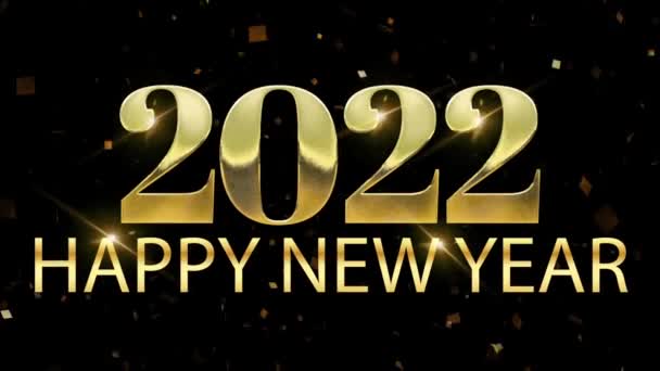 Feliz Ano Novo 2022 Projeto Cartão Com Fitas Douradas — Vídeo de Stock