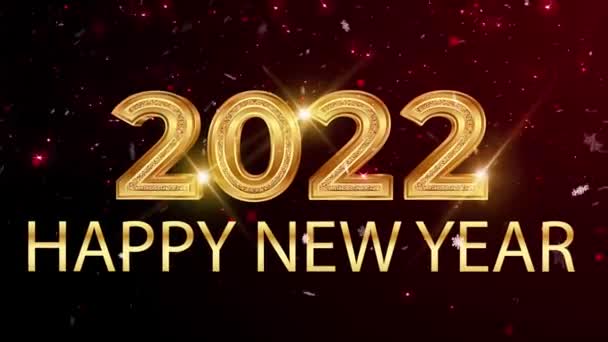 Feliz Año Nuevo 2022 Diseño Tarjeta Con Brillo Rojo — Vídeo de stock