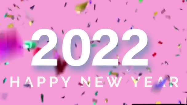 Szczęśliwego Nowego Roku 2022 Projekt Karty Kolorowymi Wstążkami — Wideo stockowe